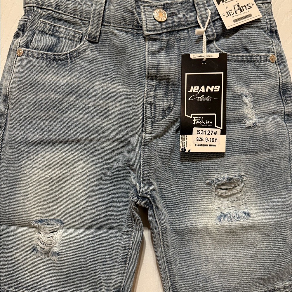 Sean Collection Light Blue Ripped Jean Shorts - Picture 2 of 4